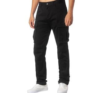 ITALYMORN Black Size 38 Cargo Work Pants for Men Classic Fit Casual Outdoor